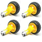 Robocraze Single Shaft L-Shaped 60 RPM BO Motor with 65X25 Wheel - 4 Sets | Robotic Vehicles