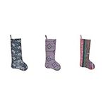 Creative Co-op 24" H Found Cotton Bengali Rali Kantha Quilt Stocking, Multi Color (Each One Will Vary)