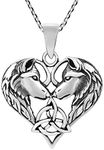 Celtic Love Entwined Wolves Couple Heart .925 Sterling Silver Necklace, Metal, not known