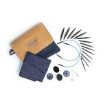 KnitPro - KnitPro Interchangeable Needle Set Mini Wood Indigo - 1 Set,Blue/Fold,3,00 mm - 6,00 mm