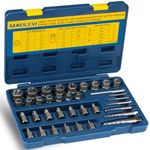 MABLEVI 36 Pcs Upgrade Screw Extractor Set, 3/8” Drive Multi-Spline Easy Out Bolt Extractor Set, Stripped Screw Removal Tool Kit for Removing Nuts Bolts with Solid Storage Case, XS013