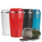 YINJAM Travel Mug Reusable Insulated Coffee Cups Vacuum Insulation Stainless Steel Thermal Tumbler for Hot Cold Drinks (Red, 510ml)