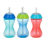 Nuby 3 Piece No-Spill Easy Grip Cup with Flex Straw, Clik It Lock Feature, Boy, 10 Ounce