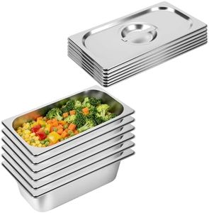 Botyboty 6 Pack 1/3 Size Hotel Pans 4 Inch Deep with Lids, Stainless Steel Steam Table Pan with Lids, Commercial Food Pans for Hotel, Home, Restaurant, Catering, Buffet Pan