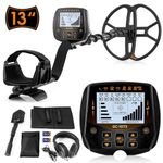 13" Metal Detector for Adults Professional, Double-D Waterproof Search Coil Gold Finder with Pinpoint, High Sensitivity DISC Mode, LCD Backlight Display Gold Detector