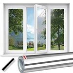 One Way Window Film Privacy Film for Glass Windows Heat Reflective Window Film, Anti Glare UV Window Tint Film Home, Non-Adhesive, Static Cling, Silver