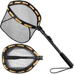 PLUSINNO Floating Fishing Net for Steelhead, Salmon, Fly, Kayak, Bass, Trout Fishing, Catfish, Rubber Coated Landing Net for Easy Catch & Release, Compact & Foldable for Easy Transportation & Storage