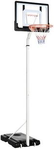 SPORTNOW Canasta de Baloncesto con Ruedas Altura Ajustable 245-305 cm Aro de Baloncesto Portátil con Tablero de PVC y Base Rellenable para Exteriores 90x83x310-360 cm Blanco