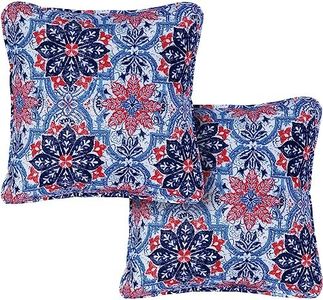 Hanover Medallion Indoor/Outdoor Throw Pillow, Decorative, Set of 2, Navy/Red