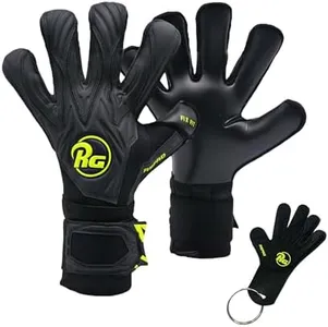 RG ASPRO Blackout Professional Soccer Goalie Gloves |Hybrid Roll Negative Cut Goalkeeper Gloves |German Pro Contact Latex Palm |Soccer Goalkeeper Gloves w/Embossed Backhand & Wrist Support (Size 10)