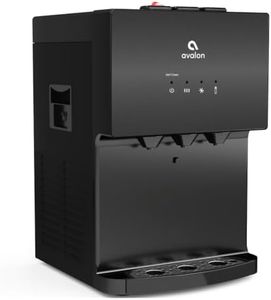 Avalon A12BLK Countertop Bottleless Water Dispenser with Hot Cold and Cool Water Dual Filtration Self Cleaning and Built-in Nightlight in Black Stainless Steel