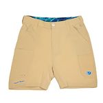Mossy Oak Men's Fishing Shorts Quick Dry Flex, Pale Khaki, Large
