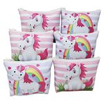 PARTEET Canvas Unicorn Print Soft Silicon Small Pouch Return Gift For Kids (Pack Of 6 Pcs) - Multicolor