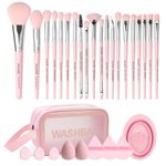 Makeup Brushes MAANGE 30 Pcs Professional Makeup Brush Set for Foundation Blending Powder Blush Concealers Eyeshadow, 5 Products Included, 30 Piece Set Pink