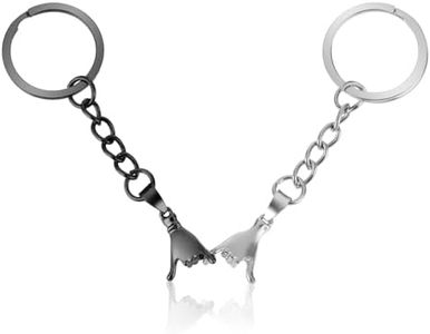 Amabro 2 pezzi promessa portachiavi regalo, piccolo dito, anniversario, coppie, regali di abbinamento, migliore amica, fidanzato, amore, Natale, San Valentino, Argento nero., Taglia unica