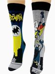 Warner Bros 1966 Batman Classic TV Series 2 pack Men's Dress Crew Socks. 2 pair – The Bat Signal over Gotham City & Batman and Robin Climbing the Side of a Building- Men’s Shoe Size 6-12 (TG11506),