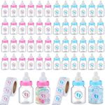 Tondiamo Tondiamo 48 Pcs 1.5 x 3.5 Inch Baby Shower Mini Milk Bottle with 500 Adhesive Thank You Showering Stickers, Plastic Fillable Gift Boxes DIY Baby Shower Party Favor (Blue, Pink,Footprint)