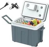 ADVWIN 12V Electric Car Cooler & Warmer with Wheels & Handle, 48 Quart (45 L) 12 Volt DC & 110V AC Portable Thermoelectric Fridge Plug in Cooler for Car/RV/Camping/Travelling/Truck/Picnic
