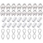 20pcs Wire Rope Cable Clip/Clamp,20pcs Thimble,20pcs Aluminum Crimping Loop for 1/8 Inch Wire Rope Cable - 304 Stainless Steel