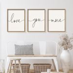 Heiple Love You More Sign Set of 3 Framed Above Bed Wall Decor Farmhouse Bedroom Decor Wood Wall Art Rustic Master Bedroom Essentials Home Wall Decoration (Brown, 11”x14”)