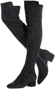 N.N.G Women Over the Knee Boots Thigh High Suede Black Block Low 2 Inch Heel Chunky Above Knee Winter Pointed toe, Black Ihch Heel, 8