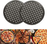 Old Tjikko Pizza Tray Set for Oven Tray 2 Pack,Round Pizza Crisper Pan, Carbon Steel,12 Inch Pizza Pans with Holes for Oven,Non-Stick Perforated Pizza Baking Set