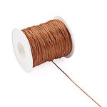 Cheriswelry 100 Yards 1mm Round Waxed Cotton Thread Cords Jewelry Beading Crafting String Sienna Ginger Macrame Friendship Bracelet Cord with Spool for DIY Braided Beading Necklace Making