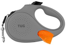 TUG Oval 360° Tangle-Free Retractable Dog Lead with Integrated Waste Bag Dispenser (Small, Grey)