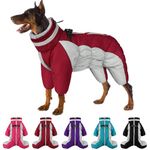 SUNFURA Four Legged Dog Coat Warm Fleece Dog Jacket, Reflective Turtleneck Dog Winter Coats with Harness, Windproof Waterproof Full Body Puffer Dog Snowsuit Snow Jackets for Small Medium Large Dogs