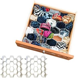 Evelots 2 Pack Dresser Drawer Organizer-Divider-Sock-Belt-Scarf-Underwear-56 Slots Total