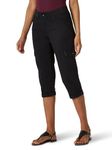 Lee Women's Relaxed-Fit Austyn Knit-Waist Cargo Capri Pant, Black, 16