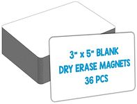 IMAGAME Dry Erase Magnets, Blank Magnetic Dry Erase Labels, 36-Pack, Erasable Magnets for Whiteboard, Multipurpose White Magnetic Labels to Write On for Classroom, Home, Education, Office, 3" x 5"