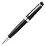 CROSS Bailey Light Refillable Click-Off Cap Resin Gel Ink Rollerball Pen, Medium Ballpoint, includes Premium Gift Box and Black Cartridge, 1 Pack, Glossy Black