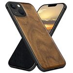 Carveit Magnetic Wood Case for iPhone 13 Case MagSafe 2021 [Hard Real Wood & Soft TPU] Shockproof Hybrid Protective Cover Unique & Classy Wooden 13 Case Compatible with MagSafe (Natural Walnut)