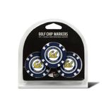 Team Golf NCAA Cal Berkeley Bears 3 Pack Golf Chip Ball Markers, Poker Chip Size with Pop Out Smaller Double-Sided Enamel Markers