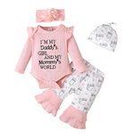 puseky born Baby Girl Clothes Toddler Girls Cow Cat Ruffle Romper Summer Outfits Baby Girl Flared Trousers 4 pcs Set 0-3 Months