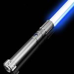 X-TREXSABER Smooth Swing Dueling Lightsaber, Light Sabers Swords with 16 Sound Fonts,12 RGB Colors Motion Control Light Saber for Adults Kids Christmas Cosplay-Silver