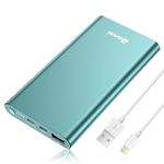 Portable Charger iPhone, BONAI Portable Charger 12000mAh Power Bank Airplane Safe USB C High Speed 3.0A in/Out Compatible with iPhone 13/12, Samsung, iPad - Mint (8 Pin Charging Cable Included)