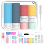 26 Pcs Travel Bottles Set for Toiletries, Squeezable Travel Bottles for Toiletries, Empty Leak Proof Refillable Silicone Travel Containers Set for Shampoo Conditioner, TSA Approved Travel Accessories