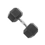 CAP Barbell 45 lb Rubber Coated Hex Dumbbell with Contoured Chrome Handle