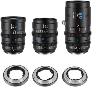 SIRUI VP-1 Vision Prime 1 Full Frame Cine Lens Set, 15mm, 75mm,150mm Manual Focus Cinema Lens with Pre-Installed E Mount, Interchangeable RF/Z/L Mounts (Black)