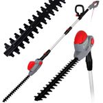 NETTA Pole Hedge Trimmer Long Reach Telescope - 550W Power, 2.7m Extendable Reach, 135° Adjustable Head, 2-Way Safety Switch, Shoulder Strap and 10m Cable