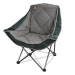 LANMOUNTAIN Oversized Folding Camping Chairs,Portable Heavy Duty Outdoor Padded Lawn Chair w/Cup Holder Perfect for Adults Picnic,Parties,Picnics,and Beach Trips,Dark Green