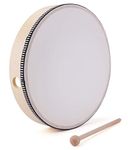 Foraineam 10 Inch Hand Drum Kids Percussion Wood Frame Drum with Beater