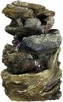 Sunnydaze 10.5-Inch Indoor Electric Tabletop Fountain with LED Lights - Electric Submersible Pump - Polyresin and Fiberglass Brown