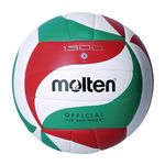 Molten 1300 Volleyball | Soft TPU Training Ball | Durable Thermoplastic Polyurethane with PVC Coating with Butyl Bladder | Official Size & Weight | Multicolour Green White Red