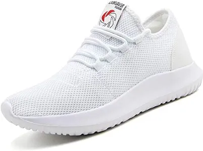 CAMVAVSR Men's Athletic Shoes Fashion Lightweight Breathable Mesh Soft Sole Easy Wear Running Sneakers for Men White Size 10