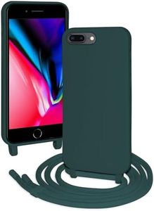 FERLAN Funda Silicona Líquida con Cuerda para iPhone 6 Plus/7 Plus/8 Plus,Carcasa Ultrafina Suave Silicona Case con Correa Colgante Ajustable Collar Correa de Cuello Cadena Cordón,Verde Oscuro