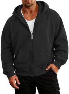 EFAN Men's Oversized Zip Up Hoodie Fleece Sweatshirts with Pockets Black