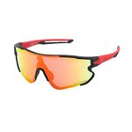 ZAKPRO Professional Outdoor Sports Cycling Polarised Coloured Riding Sunglasses UV Protected with Myopia TR90 Quality Frame – Bright Red